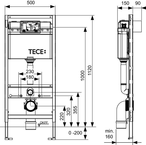 maatvoering Tece reservoir 9300045_eps