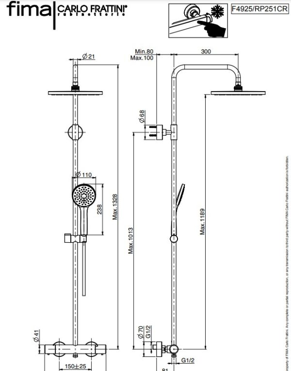 Aktie douche maatvoering F4925 RP251